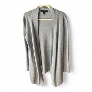 89th & Madison Gray long open front rayon comfy cardigan sweater M neutral